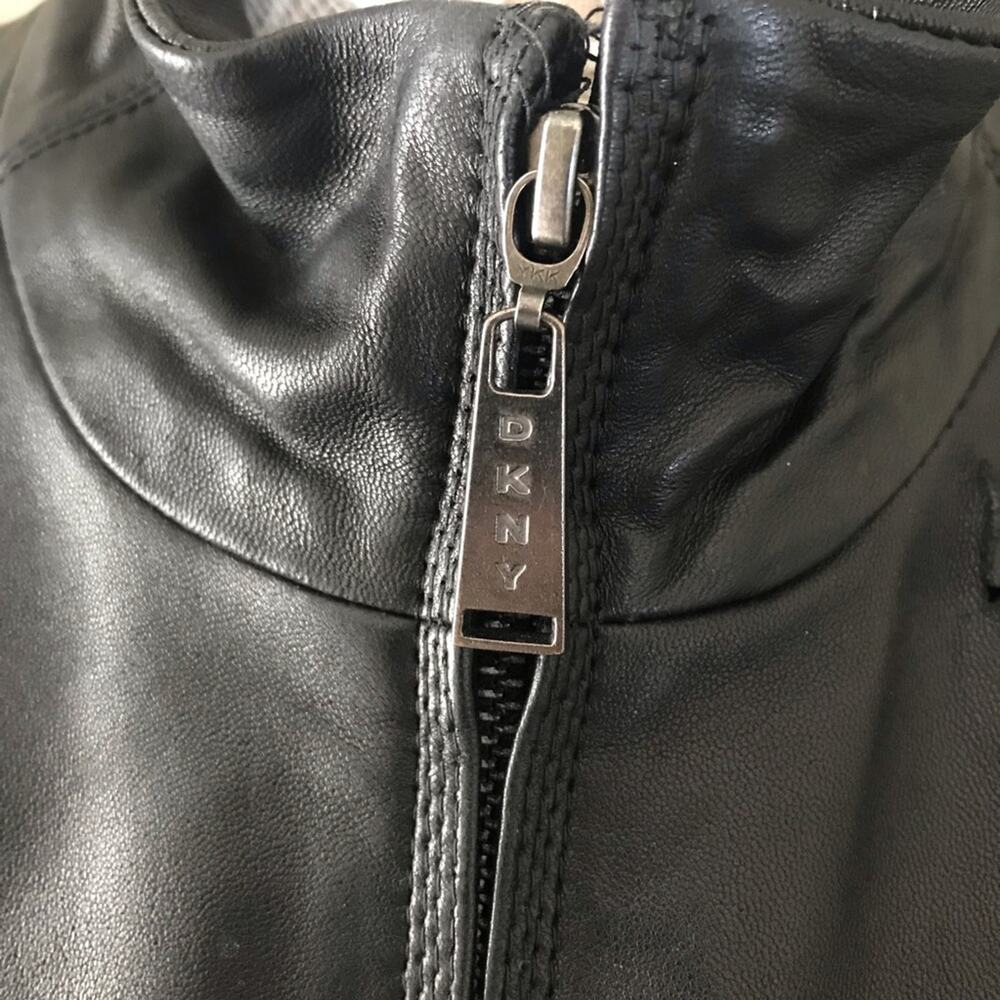 DKNY 100% Lamb Leather Women's Jacket Coat, Black, Size Large - Picture 4 of 7